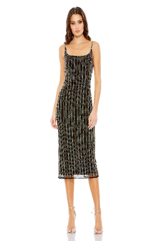 Midi dresses with denim fabric for a casual yet stylish day out Mac Duggal 10813