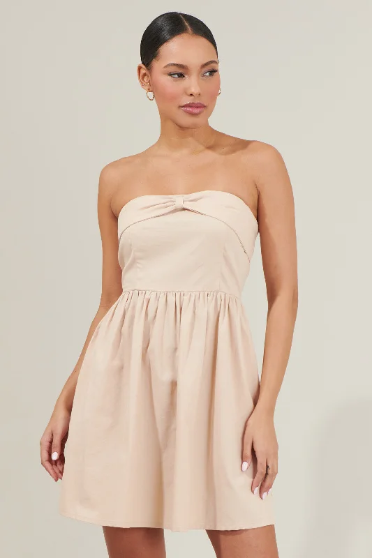 Satin mini dresses for a luxurious feel Gracely Bow Strapless Mini Dress