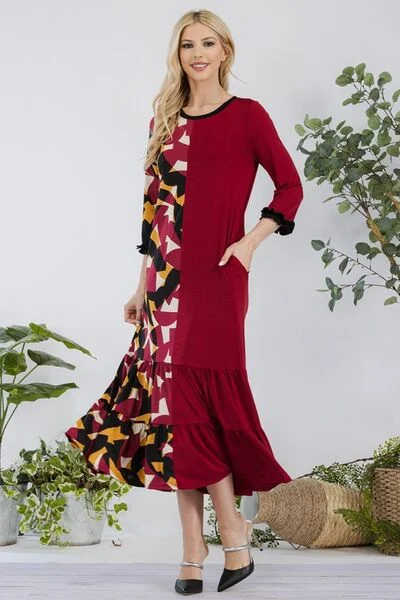 Midi dresses with lace - up fronts for a unique and adjustable style Full Size Color Block Midi Dress Plus Size Midi dresses with lace - up fronts for a unique and adjustable style Full Size Color Block Midi Dress Plus Size
