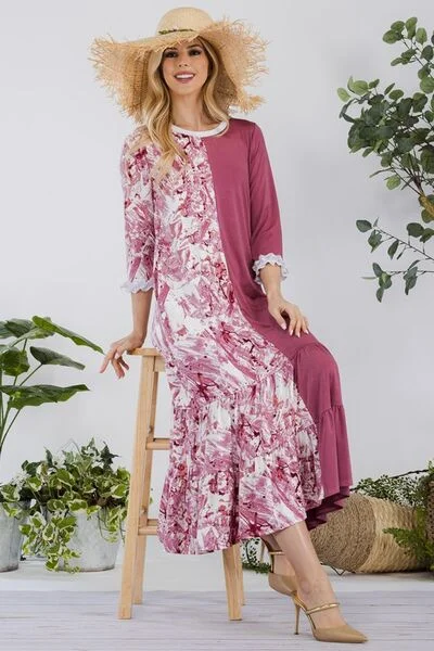 Midi dresses with halter necks for a stylish and comfortable option Full Size Contrast Tie Dye Ruffled Midi Dress Plus Size Midi dresses with halter necks for a stylish and comfortable option Full Size Contrast Tie Dye Ruffled Midi Dress Plus Size