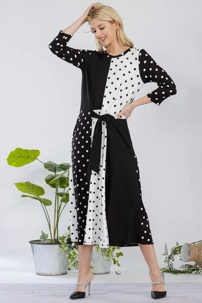 Sleeveless midi dresses with lace details for summer weddings Full Size Polka Dot Front Tie Midi Dress Plus Size Sleeveless midi dresses with lace details for summer weddings Full Size Polka Dot Front Tie Midi Dress Plus Size