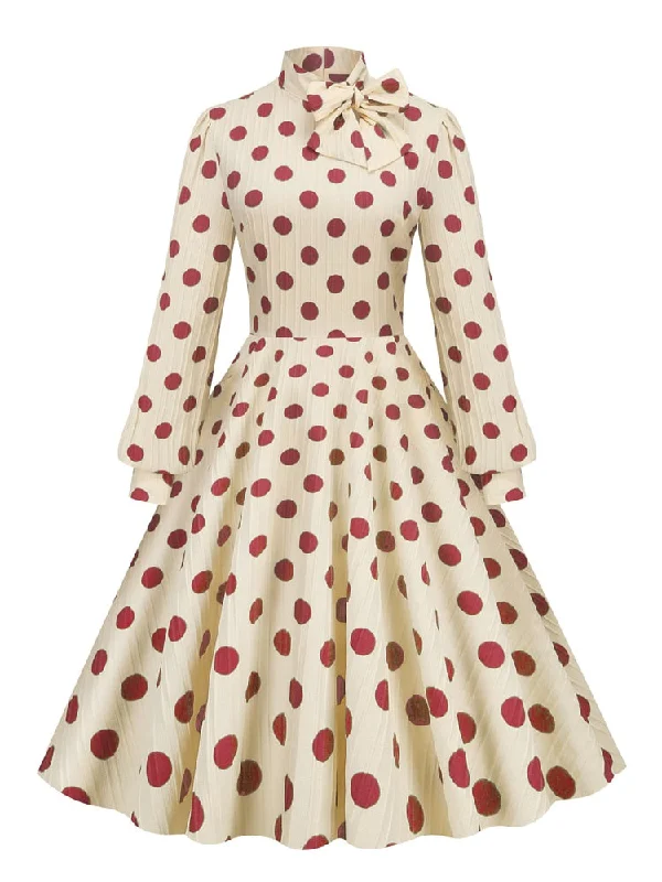 Midi dresses with printed lining for a hidden and stylish detail BerriesJam - Bishop Sleeve Vintage Polka Dot Print Elegant Midi Dress Midi dresses with printed lining for a hidden and stylish detail BerriesJam - Bishop Sleeve Vintage Polka Dot Print Elegant Midi Dress