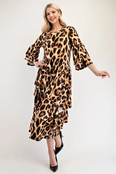 Midi dresses with keyhole backs for a flirty and unexpected detail Full Size Leopard Asymmetrical Ruffle Midi Dress Plus Size Midi dresses with keyhole backs for a flirty and unexpected detail Full Size Leopard Asymmetrical Ruffle Midi Dress Plus Size