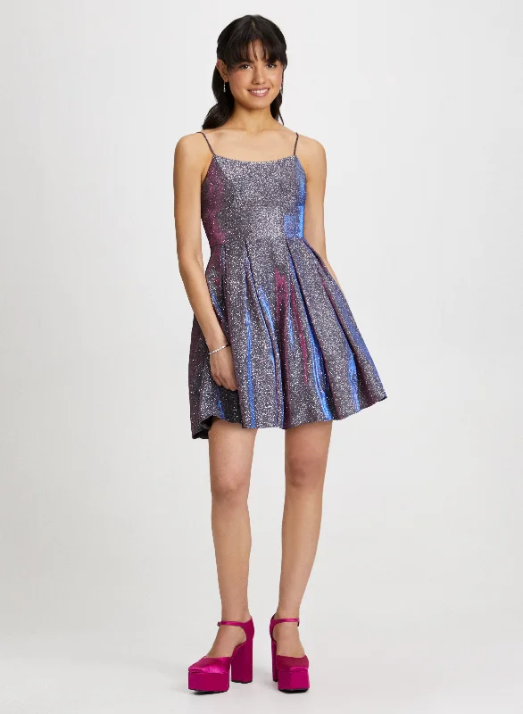 Mini dresses with belted waists for a defined silhouette Short Glitter Dress