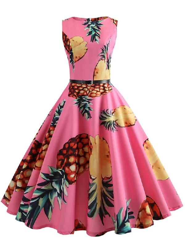 Midi dresses with one - shoulder designs for a modern and asymmetric style BerriesJam - 2024 Pineapple Print Pin Up Sleeveless A-Line Midi Party Dress Midi dresses with one - shoulder designs for a modern and asymmetric style BerriesJam - 2024 Pineapple Print Pin Up Sleeveless A-Line Midi Party Dress