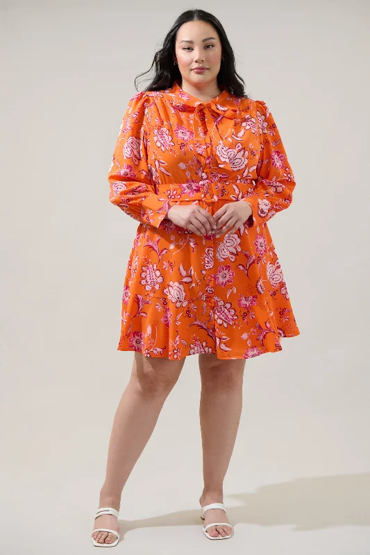 Ruffled mini dresses for a romantic touch Cosmo Floral Flare Mini Dress Curve