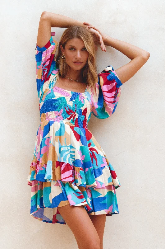 Mini dresses with pleated skirts for a classic look Cha-Cha Ruffle Mini Dress