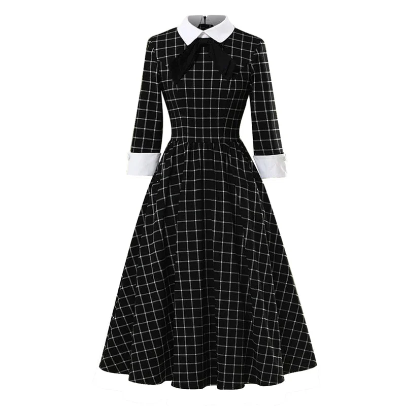 Midi dresses with metallic threads for a glamorous evening event BerriesJam - Autumn Plaid Vintage Cotton Midi Party Dress Midi dresses with metallic threads for a glamorous evening event BerriesJam - Autumn Plaid Vintage Cotton Midi Party Dress