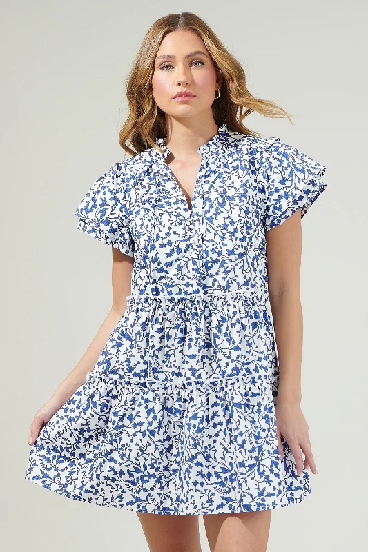 Floral print mini dresses for summer parties Empire Floral Tiered Mini Dress