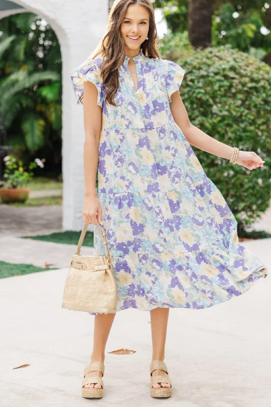 Midi dresses with side slits for a sexy and elegant appearance Real Love Yellow Floral Midi Dress
