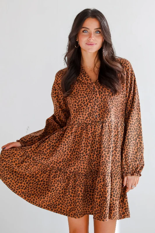 Plaid mini dresses for fall fashion FINAL SALE - Fierce Charm Camel Leopard Tiered Mini Dress Plaid mini dresses for fall fashion FINAL SALE - Fierce Charm Camel Leopard Tiered Mini Dress