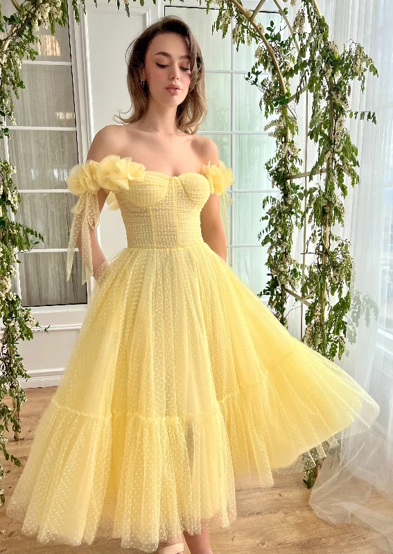 Mini dresses with one - shoulder designs Daisy Dotted Dress
