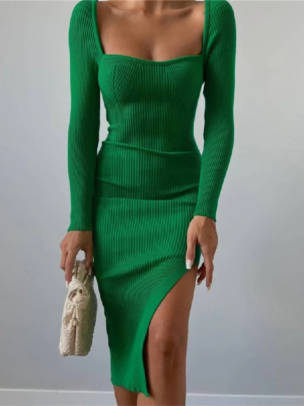Midi dresses with abstract art prints for an artistic statement BerriesJam - 2024 Y2K Club Party Christmas Long Sleeve Knit Dress Midi dresses with abstract art prints for an artistic statement BerriesJam - 2024 Y2K Club Party Christmas Long Sleeve Knit Dress