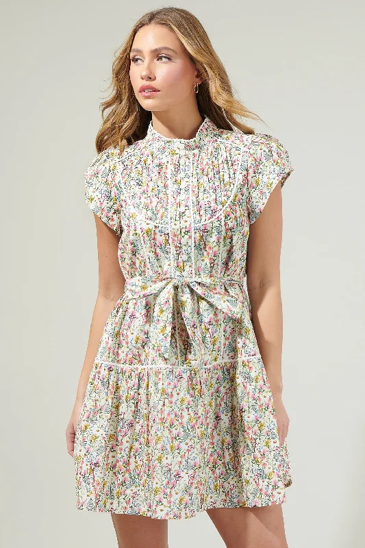 Sequined mini dresses for New Year's Eve Arvine Floral Pleated Mini Dress