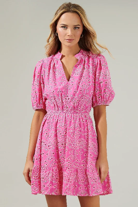 Mini dresses with high - low hems for a modern twist Rosie Eyelet Mini Dress