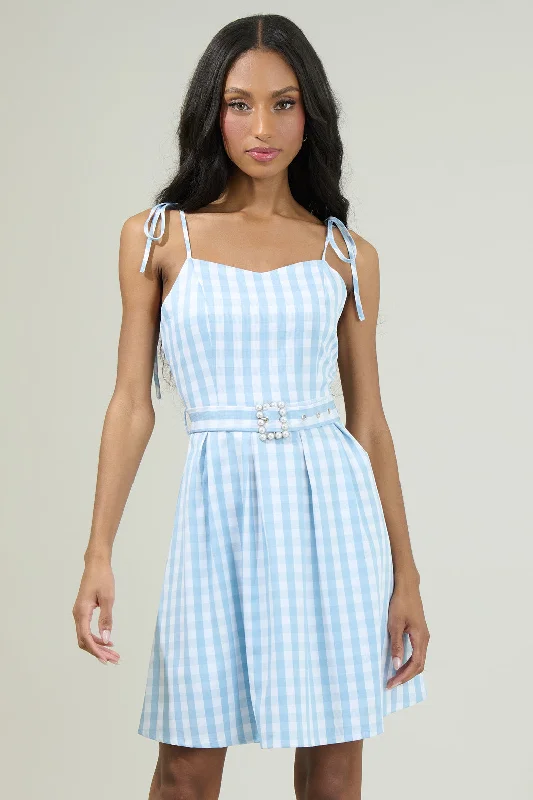Mini dresses with ruched bodices for a feminine touch Aurora Checker Pleated Mini Dress Mini dresses with ruched bodices for a feminine touch Aurora Checker Pleated Mini Dress