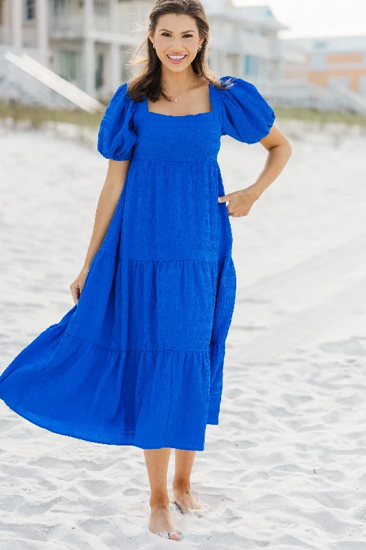 Midi dresses with wrap - around skirts for a customizable fit Think About It Blue Midi Dress Midi dresses with wrap - around skirts for a customizable fit Think About It Blue Midi Dress