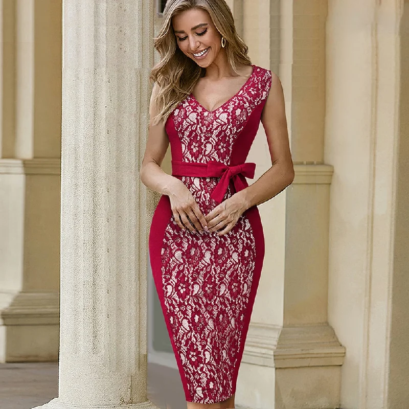 Velvet midi dresses in jewel tones for a glamorous winter event BerriesJam - Lace Patchwork Low Cut Formal Wedding Party Slim Dress Velvet midi dresses in jewel tones for a glamorous winter event BerriesJam - Lace Patchwork Low Cut Formal Wedding Party Slim Dress