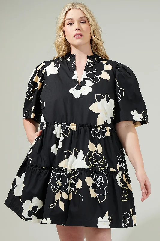 Mini dresses with cold - shoulder designs Cairan Rose Dixie Split Neck Shift Dress Curve