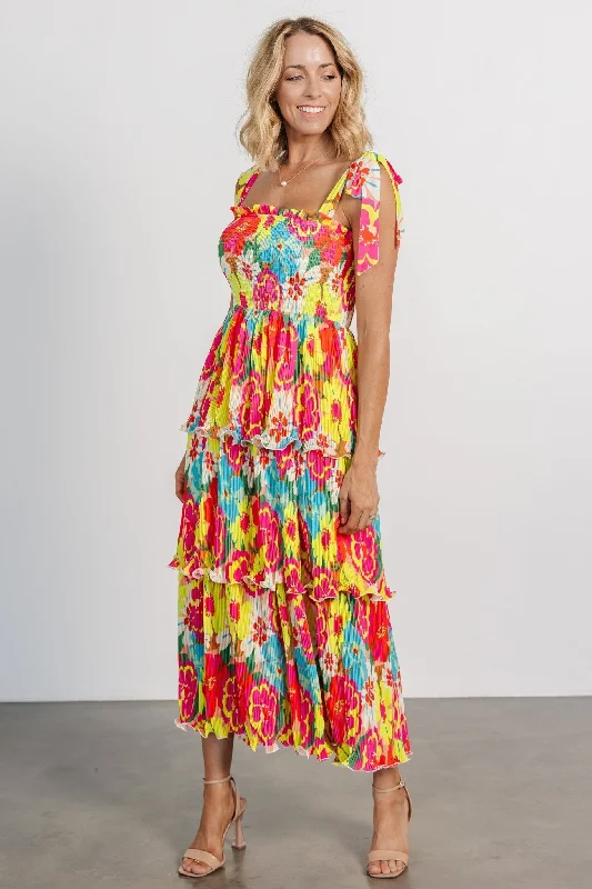 Midi dresses with lace - up fronts for a unique and adjustable style Aruba Tiered Dress | Multi Midi dresses with lace - up fronts for a unique and adjustable style Aruba Tiered Dress | Multi
