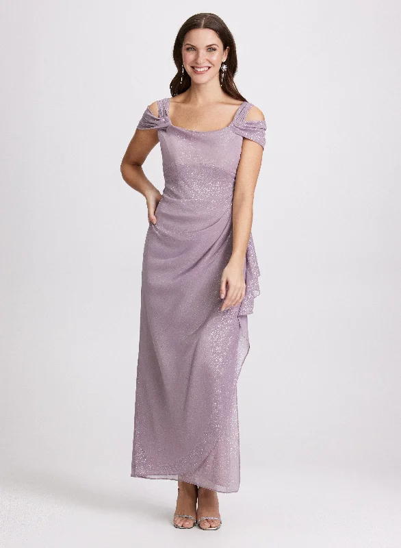 Cotton mini dresses for a comfortable everyday option Glitter Cold Shoulder Dress