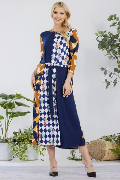 Midi dresses with wrap - around skirts for a customizable fit Full Size Multi Pattern Front Tie Midi Dress Plus Size Midi dresses with wrap - around skirts for a customizable fit Full Size Multi Pattern Front Tie Midi Dress Plus Size