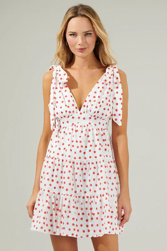Metallic mini dresses for a glamorous event Paola Dots Tie Strap Tiered Mini Dress