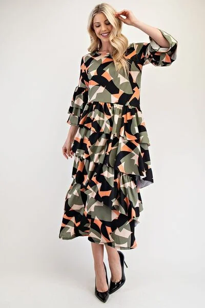 Midi dresses with keyhole backs for a flirty and unexpected detail Full Size Printed Asymmetrical Ruffle Midi Dress Plus Size Midi dresses with keyhole backs for a flirty and unexpected detail Full Size Printed Asymmetrical Ruffle Midi Dress Plus Size