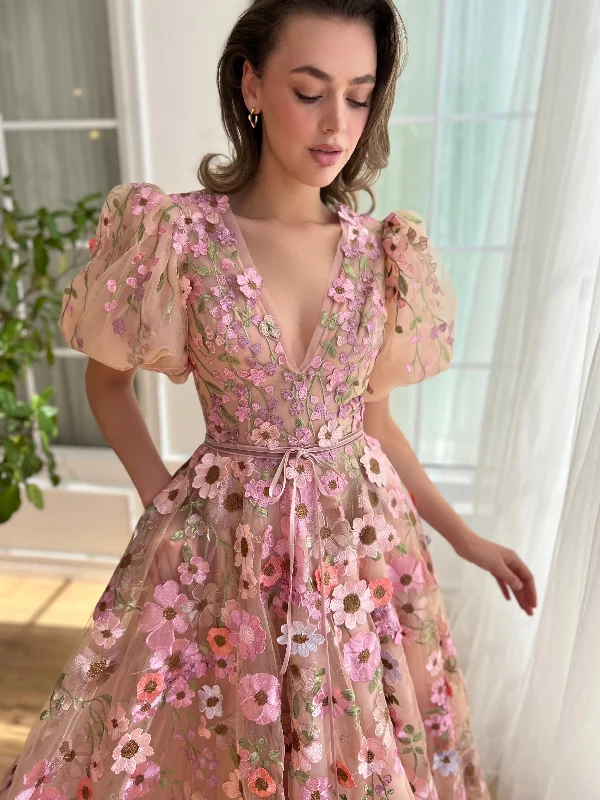 Satin mini dresses for a luxurious feel Petal Park Gown