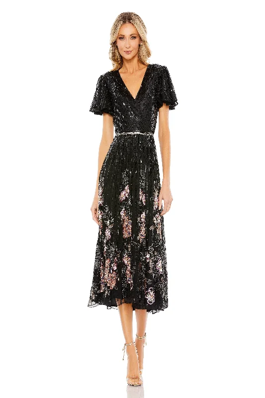 Midi dresses with lace - up fronts for a unique and adjustable style Mac Duggal 5587