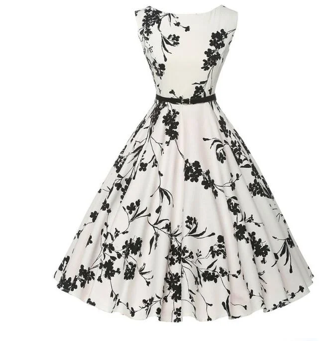 Midi dresses with ruffled sleeves for a more feminine and voluminous look BerriesJam - O-Neck Audrey Hepburn Vintage Floral Print Dress Midi dresses with ruffled sleeves for a more feminine and voluminous look BerriesJam - O-Neck Audrey Hepburn Vintage Floral Print Dress