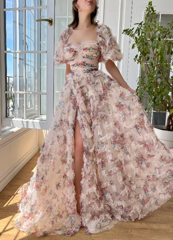 Mini dresses with patchwork designs for a unique style Floral Summer Gown