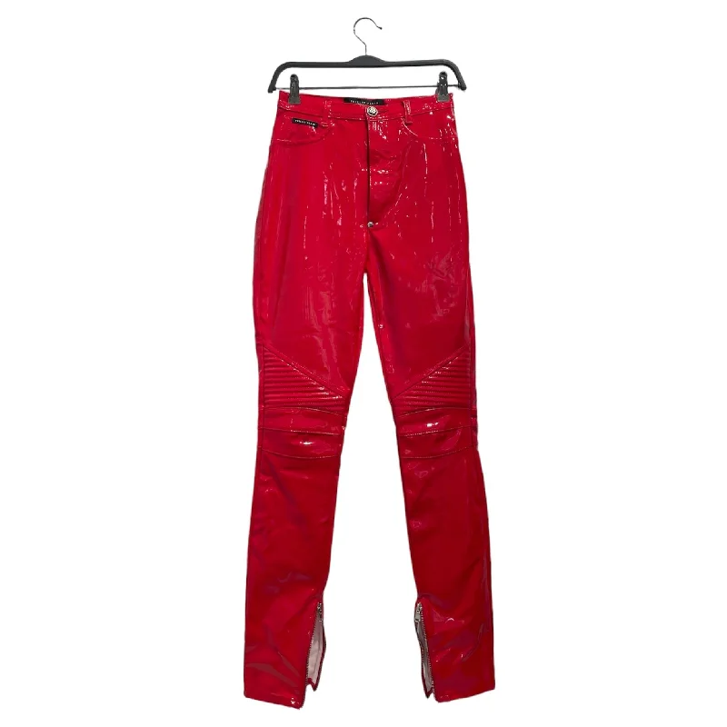 Palazzo Style Women's Printed Trousers in Bohemian PatternsPHILIPP PLEIN/Skinny Pants/XL/Plain/Faux Leather/RED/W [Designers] Essentials/