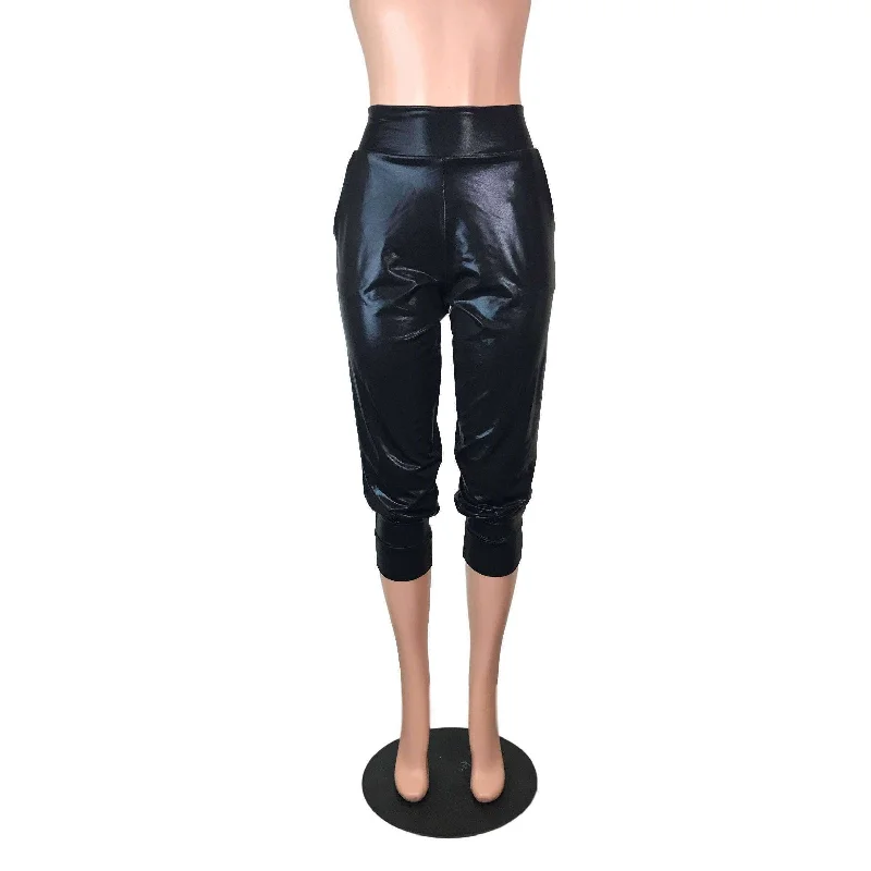 Skinny Fit Women's Leather Look Leggings for a Rocker VibeBlack Mystique Metallic Joggers w/ Pockets Women's Skinny Fit Women's Leather Look Leggings for a Rocker VibeBlack Mystique Metallic Joggers w/ Pockets Women's