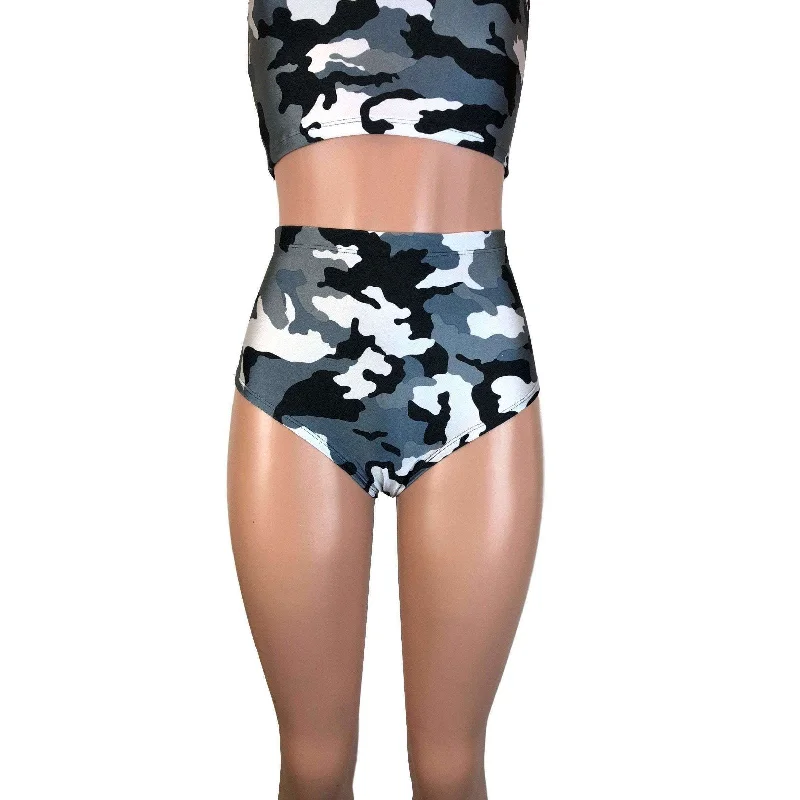 Plus Size Women's High - Waisted Bootcut Jeans in Distressed StyleHigh Waist Hot Pants - Black & Gray Camo Plus Size Women's High - Waisted Bootcut Jeans in Distressed StyleHigh Waist Hot Pants - Black & Gray Camo