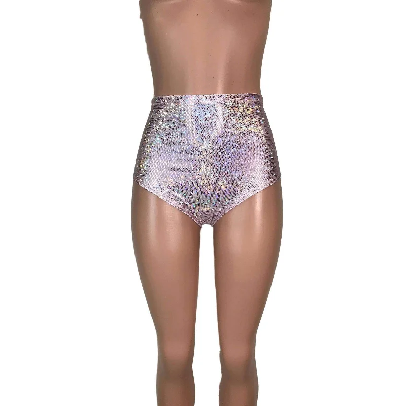 Palazzo Style Women's Printed Trousers in Bohemian PatternsHigh Waist Hot Pants - Light Pink Shattered Glass Palazzo Style Women's Printed Trousers in Bohemian PatternsHigh Waist Hot Pants - Light Pink Shattered Glass