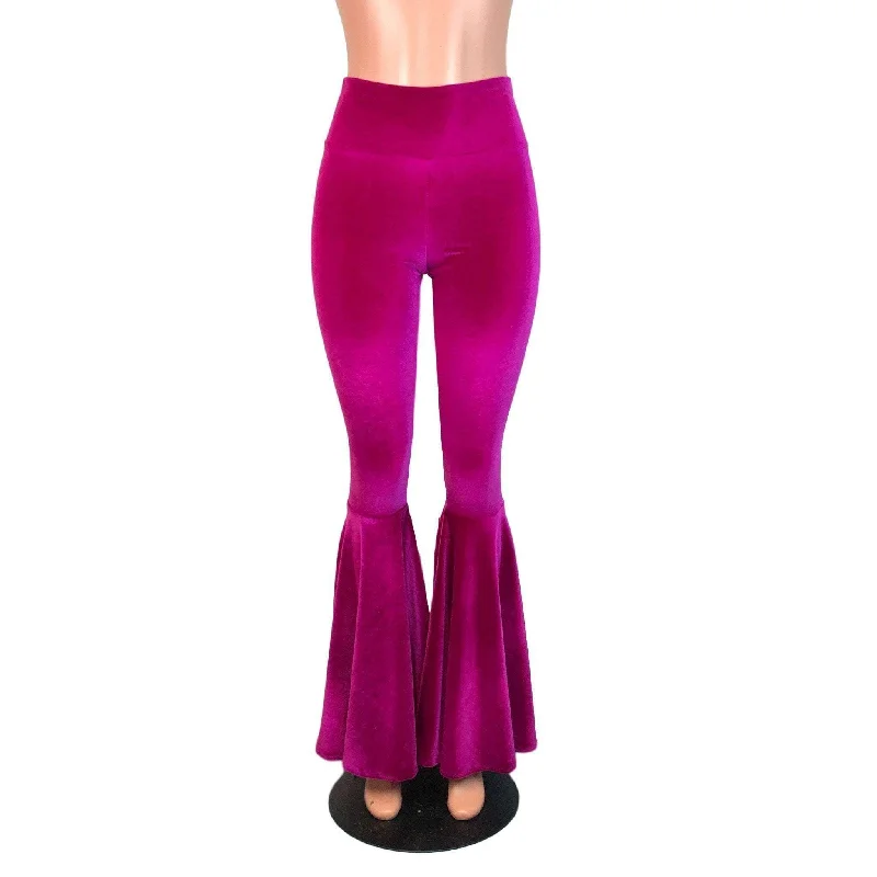 Plus Size Women's Pleated Front Dress Pants for Office WearHigh Waist Bell Bottoms - Fuchsia Pink Velvet Plus Size Women's Pleated Front Dress Pants for Office WearHigh Waist Bell Bottoms - Fuchsia Pink Velvet