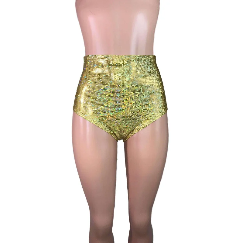 Flare Leg Women's Satin Trousers for a Glamorous Night OutHigh Waist Hot Pants - Gold Shattered Glass Flare Leg Women's Satin Trousers for a Glamorous Night OutHigh Waist Hot Pants - Gold Shattered Glass
