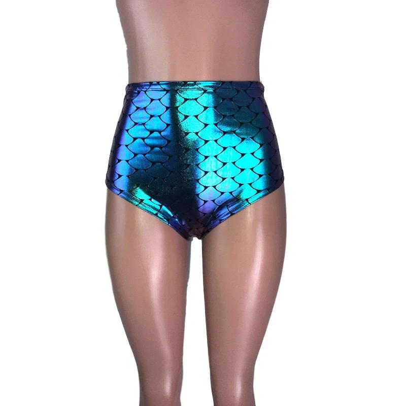 Cropped Women's Corduroy Pants in Autumn ColorsHigh Waist Hot Pants - Holographic Mermaid Cropped Women's Corduroy Pants in Autumn ColorsHigh Waist Hot Pants - Holographic Mermaid