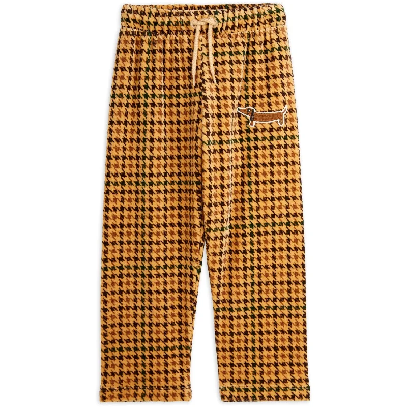 Plus Size Women's Patchwork - Design Jeans for a Unique AppearanceMini Rodini Beige Dog Houndstooth Aop Velour Pants Plus Size Women's Patchwork - Design Jeans for a Unique AppearanceMini Rodini Beige Dog Houndstooth Aop Velour Pants