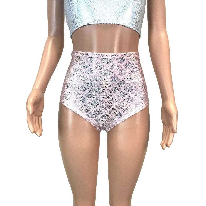 Cigarette Style Women's Printed Linen Blend Pants for Casual DaysHigh Waist Hot Pants - Light Pink Mermaid Scales Cigarette Style Women's Printed Linen Blend Pants for Casual DaysHigh Waist Hot Pants - Light Pink Mermaid Scales