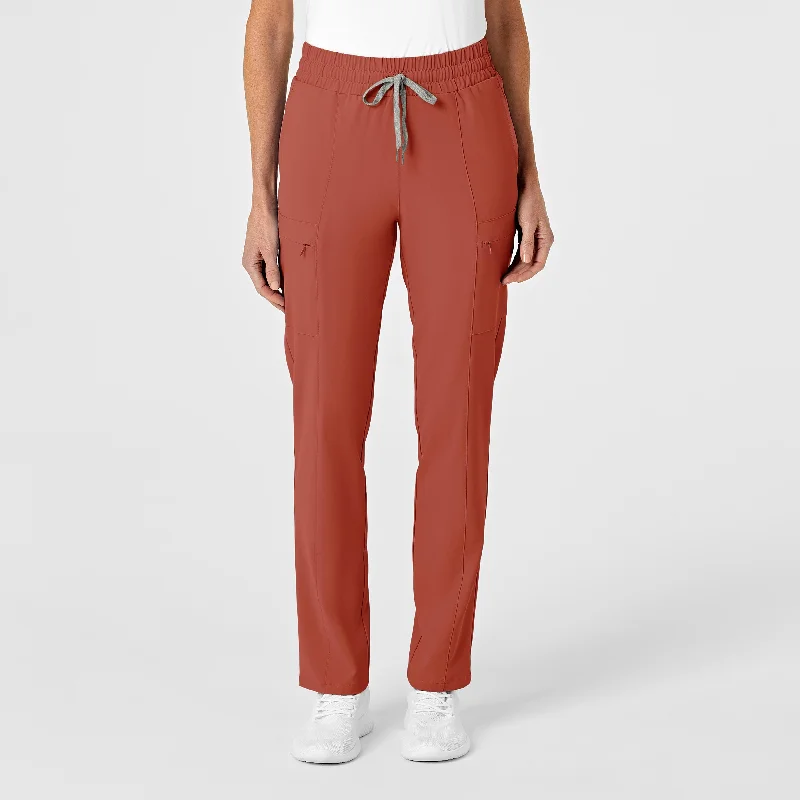 Plus Size Women's Patchwork - Design Jeans for a Unique AppearanceRENEW Women's High Waist Slim Leg Scrub Pant - Mineral Red Plus Size Women's Patchwork - Design Jeans for a Unique AppearanceRENEW Women's High Waist Slim Leg Scrub Pant - Mineral Red