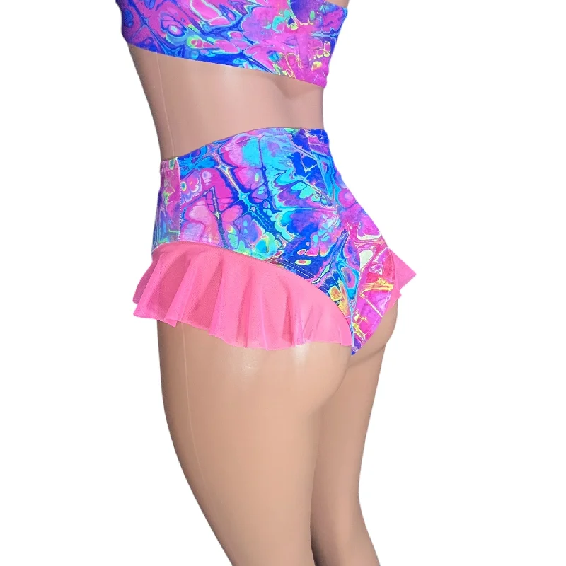 Wide - Leg Women's Chiffon Palazzo Pants for a Flowy AppealRuffle Bikini Bottom High-Waisted Cheeky Hot Pants in Rainbow Vapor Wide - Leg Women's Chiffon Palazzo Pants for a Flowy AppealRuffle Bikini Bottom High-Waisted Cheeky Hot Pants in Rainbow Vapor