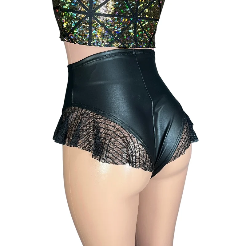 Plus Size Women's Pleated Front Dress Pants for Office WearRuffle Hot Pants High-Waisted Cheeky Bikini in Black Matte Metallic Spandex w/Vixen Mesh Plus Size Women's Pleated Front Dress Pants for Office WearRuffle Hot Pants High-Waisted Cheeky Bikini in Black Matte Metallic Spandex w/Vixen Mesh