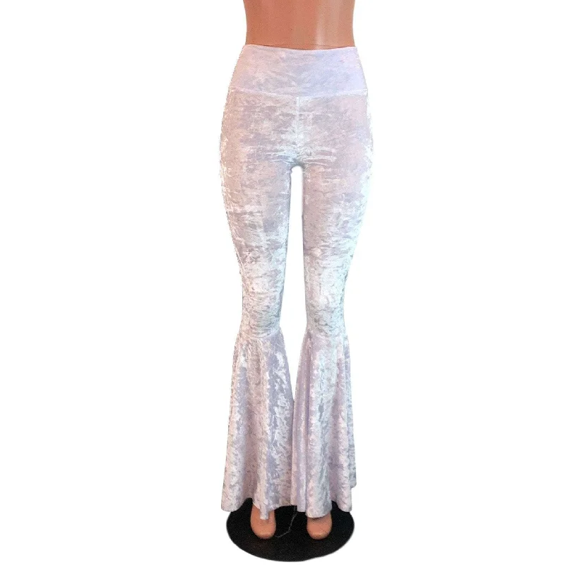 Women's Straight - Leg Linen Pants for a Breezy Summer LookHigh Waisted Bell Bottom Flares - White Crushed Velvet Women's Straight - Leg Linen Pants for a Breezy Summer LookHigh Waisted Bell Bottom Flares - White Crushed Velvet