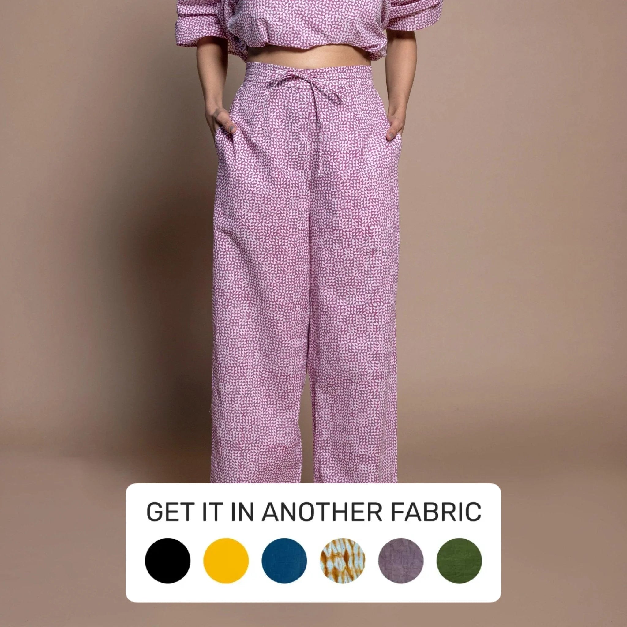 Cropped Women's Corduroy Pants in Autumn ColorsWine 100% Cotton Block Printed High-Rise Pant Cropped Women's Corduroy Pants in Autumn ColorsWine 100% Cotton Block Printed High-Rise Pant