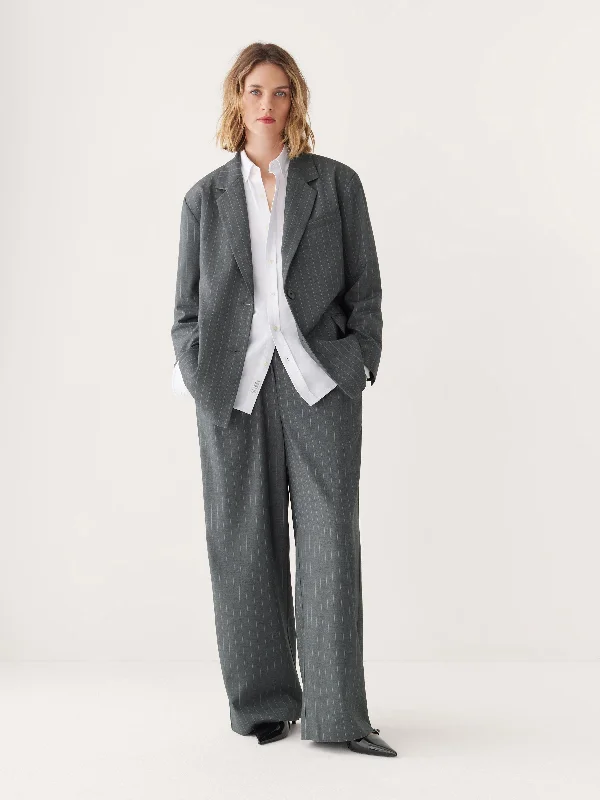 Plus Size Women's Military - Inspired Blazers with Gold Accents for a Bold LookThe Pinstripe Blazer in Cool Grey Plus Size Women's Military - Inspired Blazers with Gold Accents for a Bold LookThe Pinstripe Blazer in Cool Grey