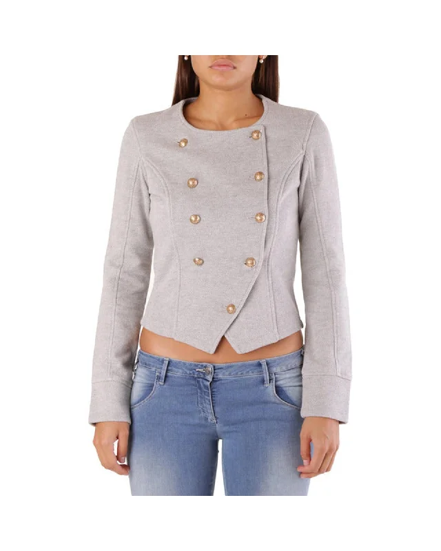 Women's Slim - Fit Blazers in Charcoal Gray for a Professional AppearanceMet Military Jacket Grey Women's Slim - Fit Blazers in Charcoal Gray for a Professional AppearanceMet Military Jacket Grey