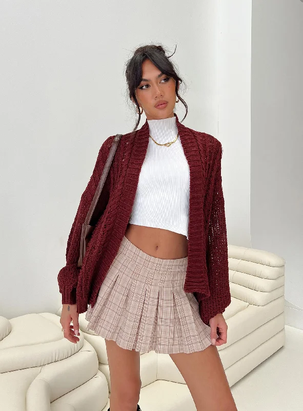 machine washable women cardigan for easy careAbner Cable Cardigan Burgundy