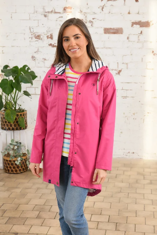 Women's faux fur coats in bright colors for a bold fashion statementLong Beachcomber Jacket - Azalea Pink Women's faux fur coats in bright colors for a bold fashion statementLong Beachcomber Jacket - Azalea Pink